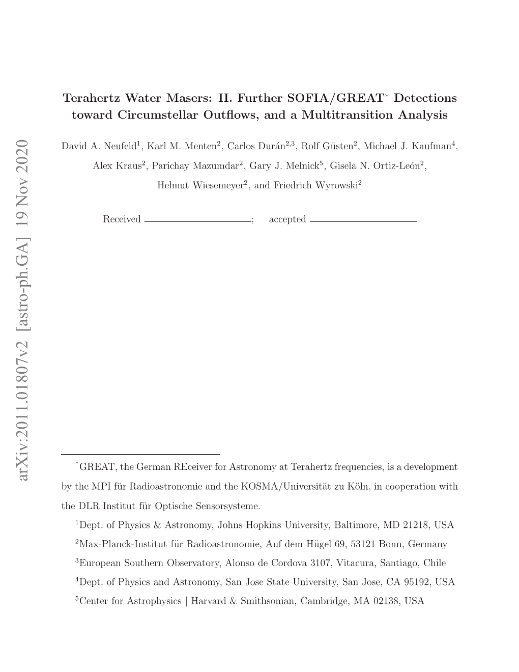 Arxiv:2011.01807V2 [Astro-Ph.GA] 19 Nov 2020 Ai .Neufeld A