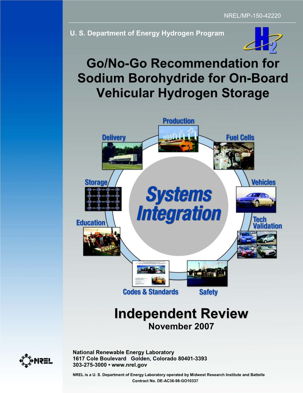 Go/No-Go Recommendation for Sodium Borohydride for On-Board Vehicular Hydrogen Storage