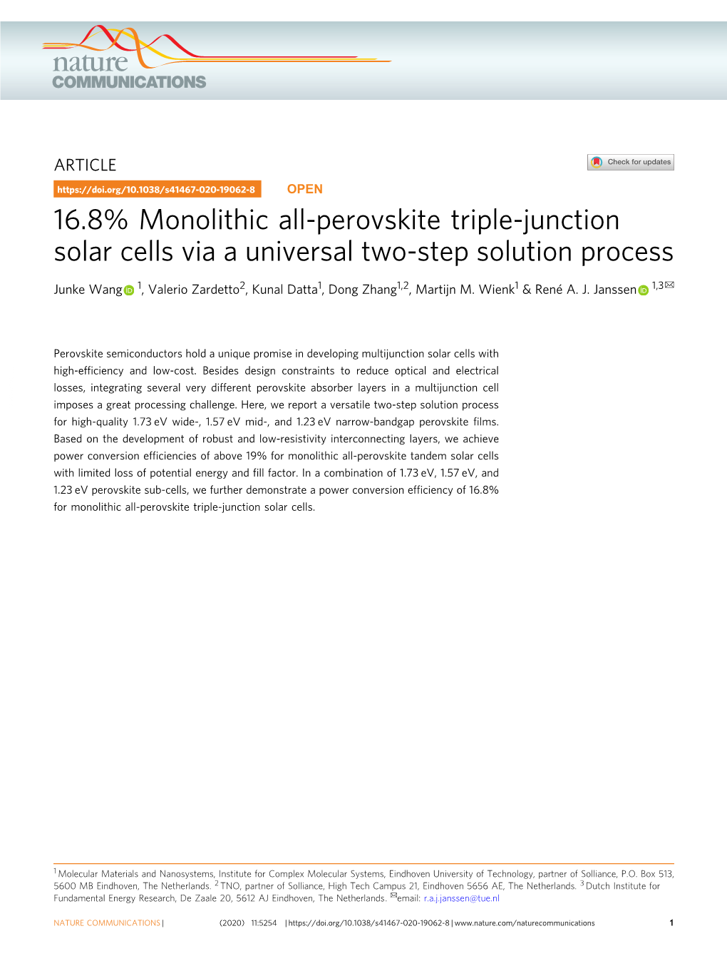 16.8% Monolithic All-Perovskite Triple-Junction Solar Cells Via a Universal Two-Step Solution Process