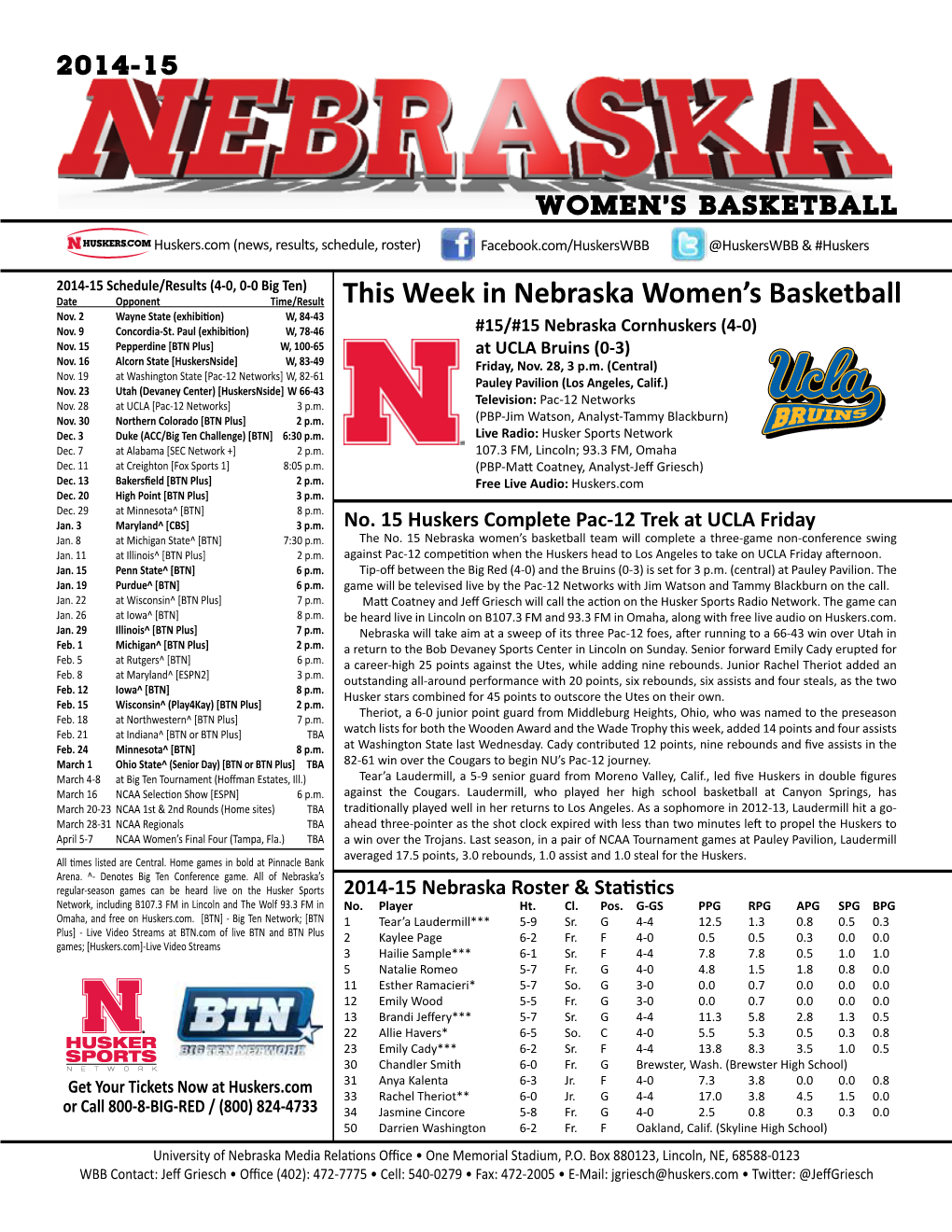 This Week in Nebraska Women's Basketball