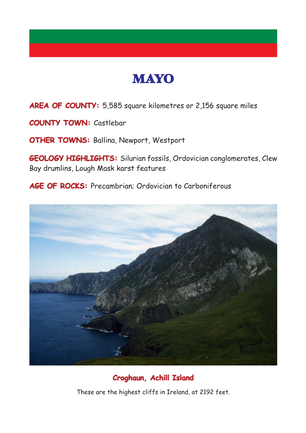 Mayo: COUNTY GEOLOGY of IRELAND 1