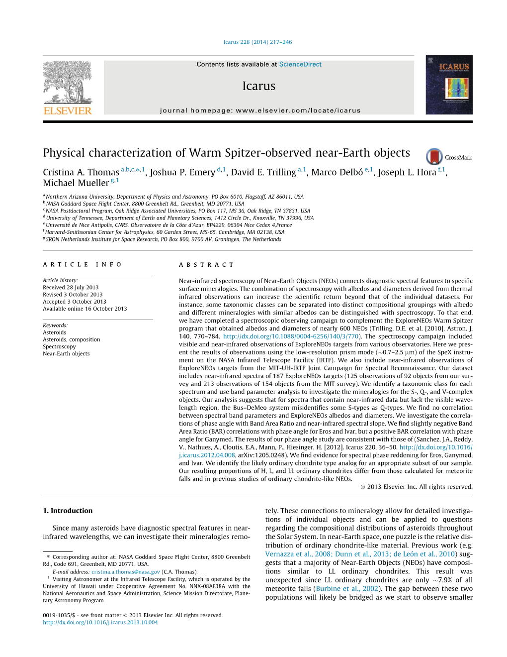 Physical Characterization of Warm Spitzer-Observed Near-Earth Objects ⇑ Cristina A