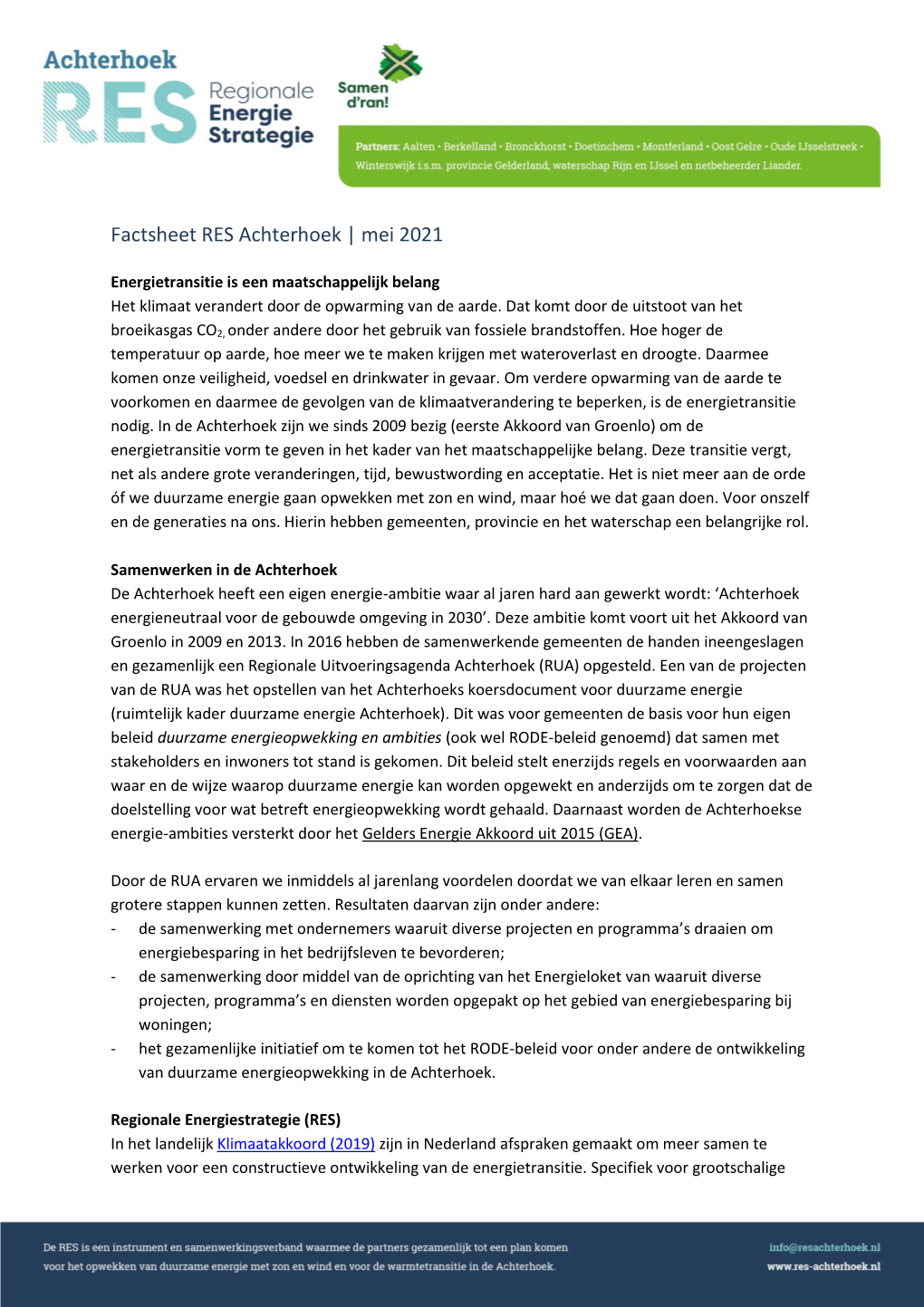 Factsheet RES Achterhoek | Mei 2021