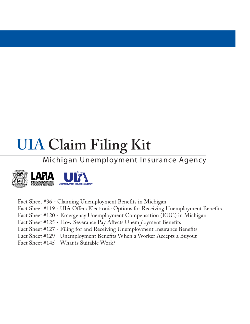 UIA Claim Filing Kit Michigan Unemployment Insurance Agency