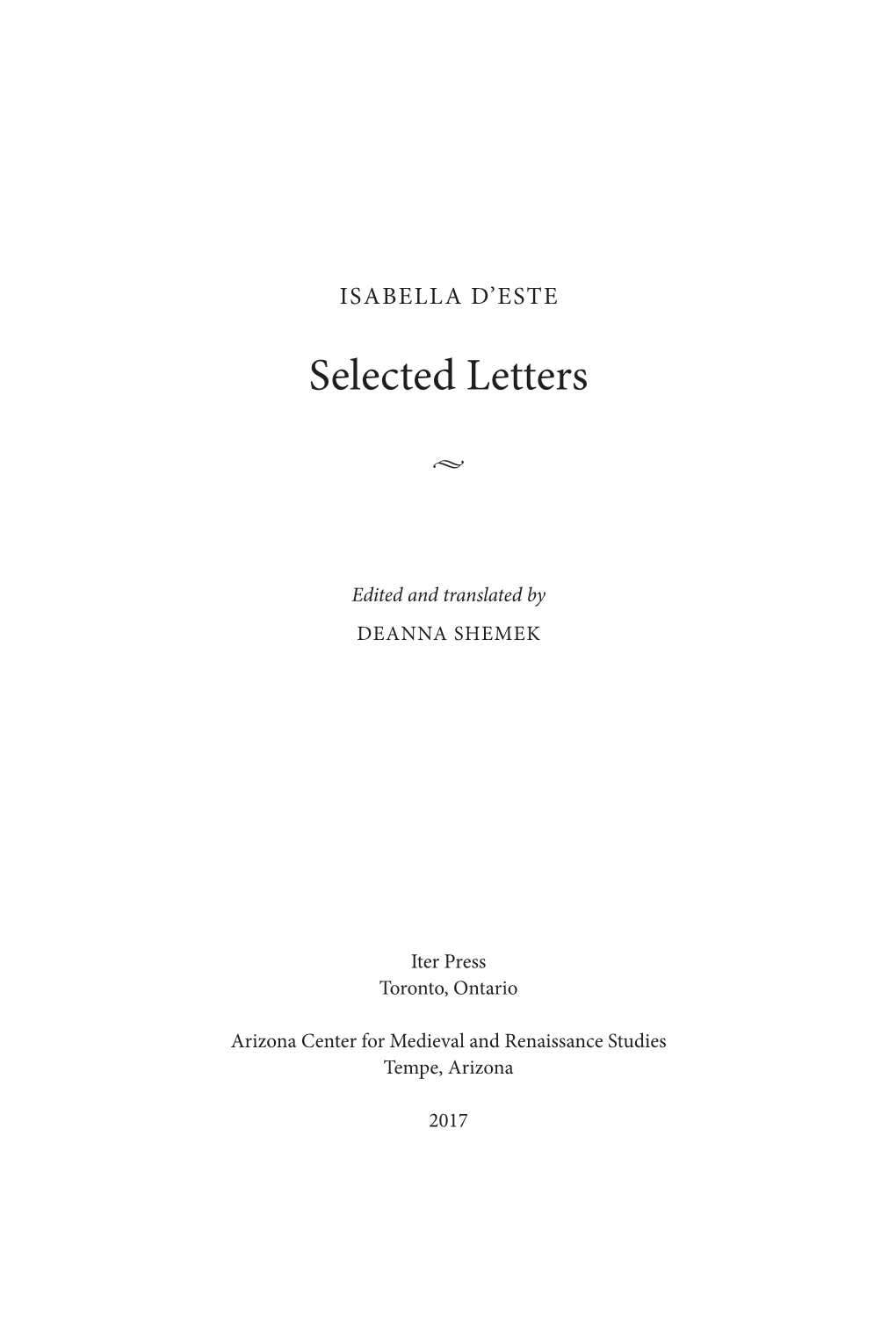 Selected Letters