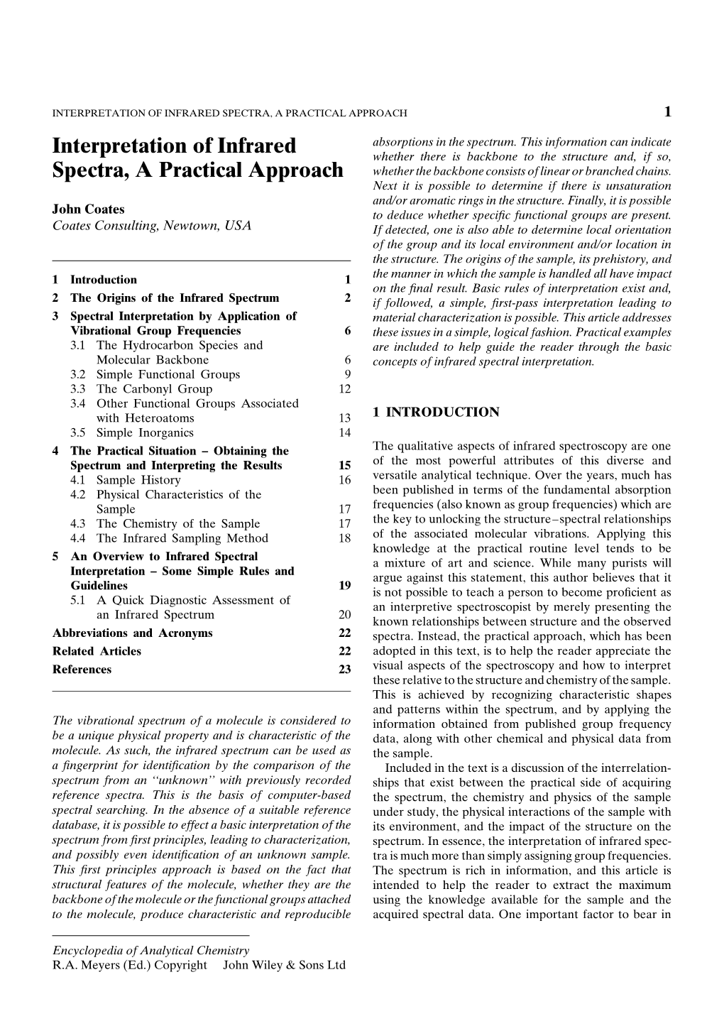 Interpretation of Infrared Spectra, a Practical Approach 1