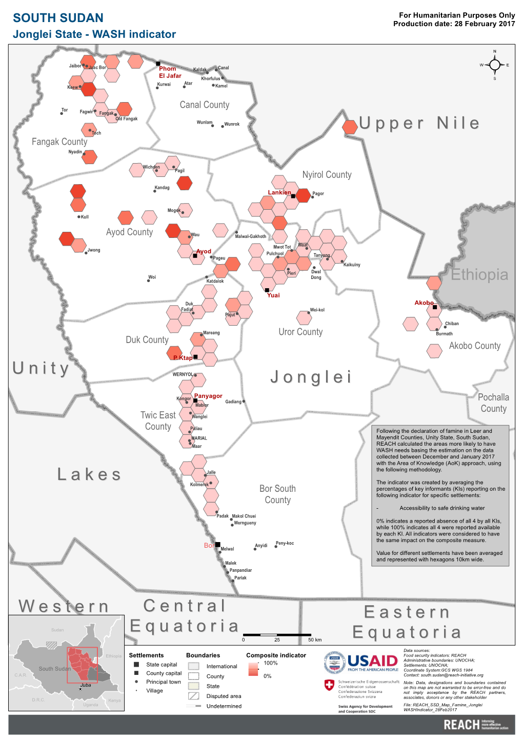 SOUTH SUDAN Production Date: 28 February 2017 Jonglei State - WASH Indicator