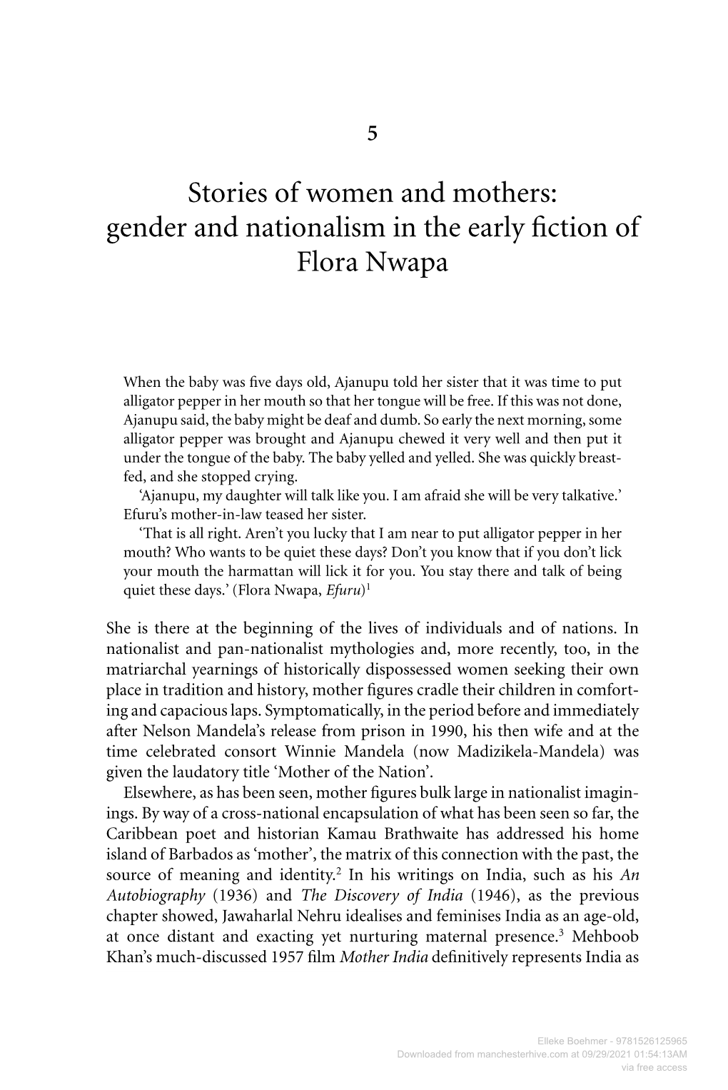 Gender and Nationalism in the Early Fiction of Flora Nwapa