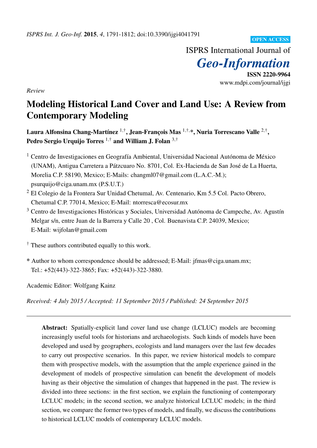 Modeling Historical Land Cover and Land Use: a Review from Contemporary Modeling