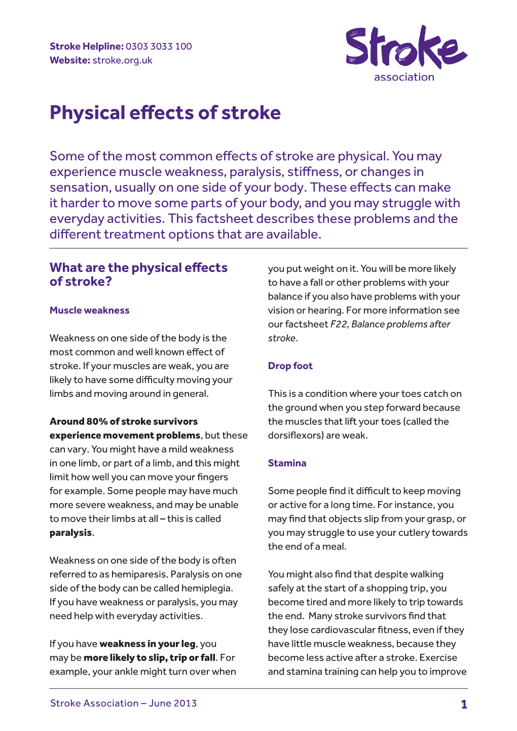 Physical Effects of Stroke