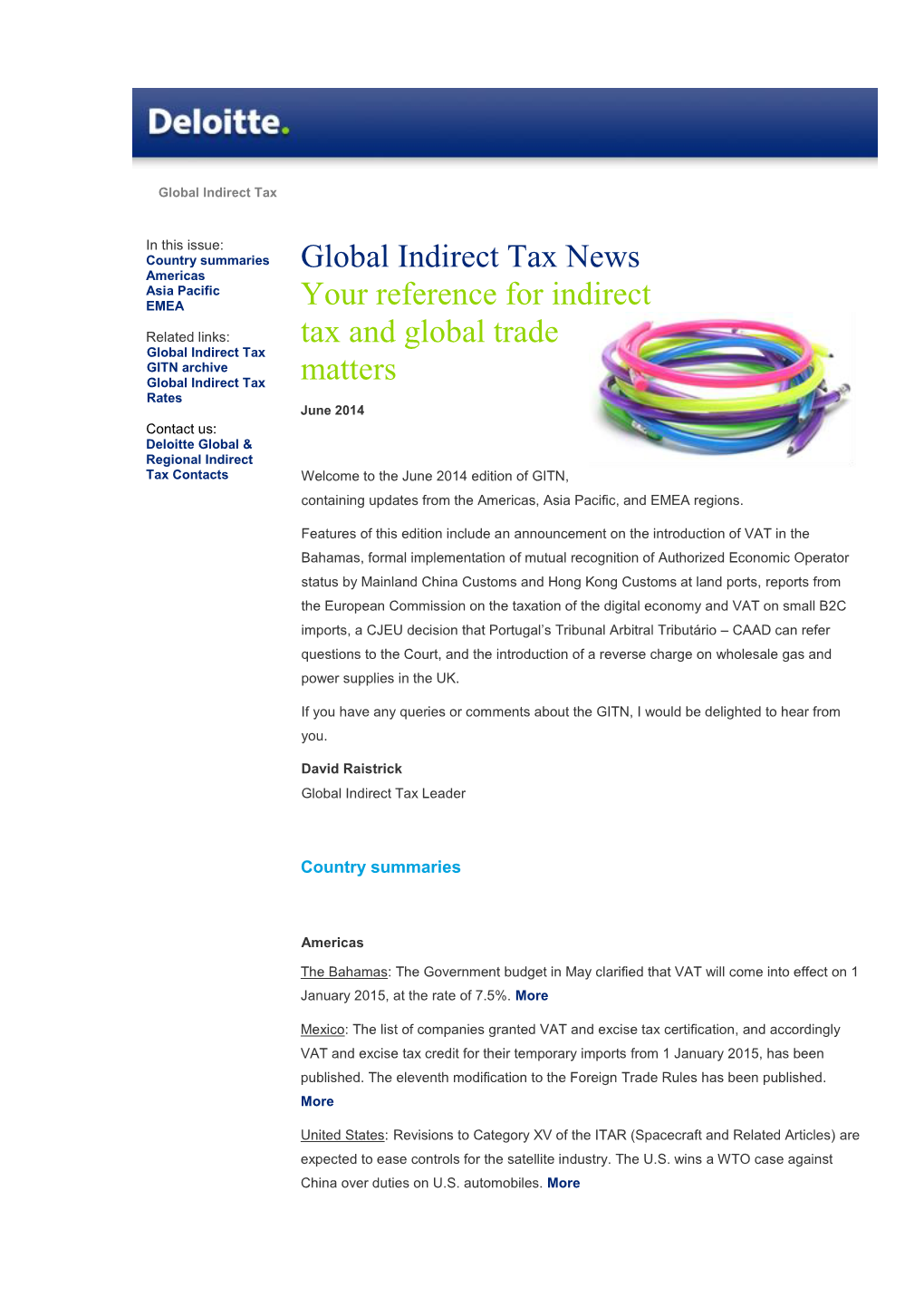 Global Indirect Tax News, June 2014