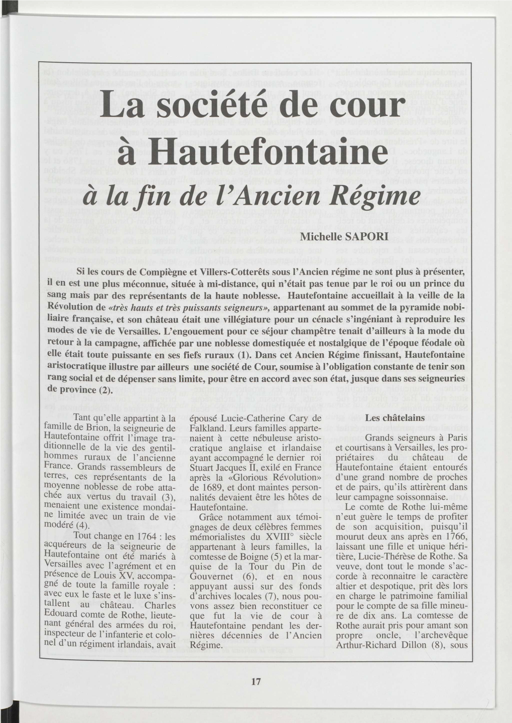 La Sociétéde Cour À Hautefontaine