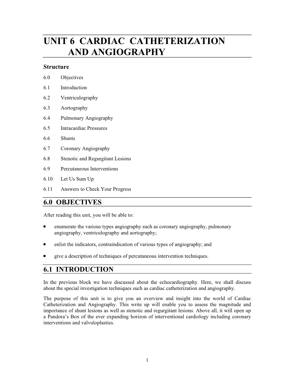 Unit 6 Cardiac Catheterization and Angiography