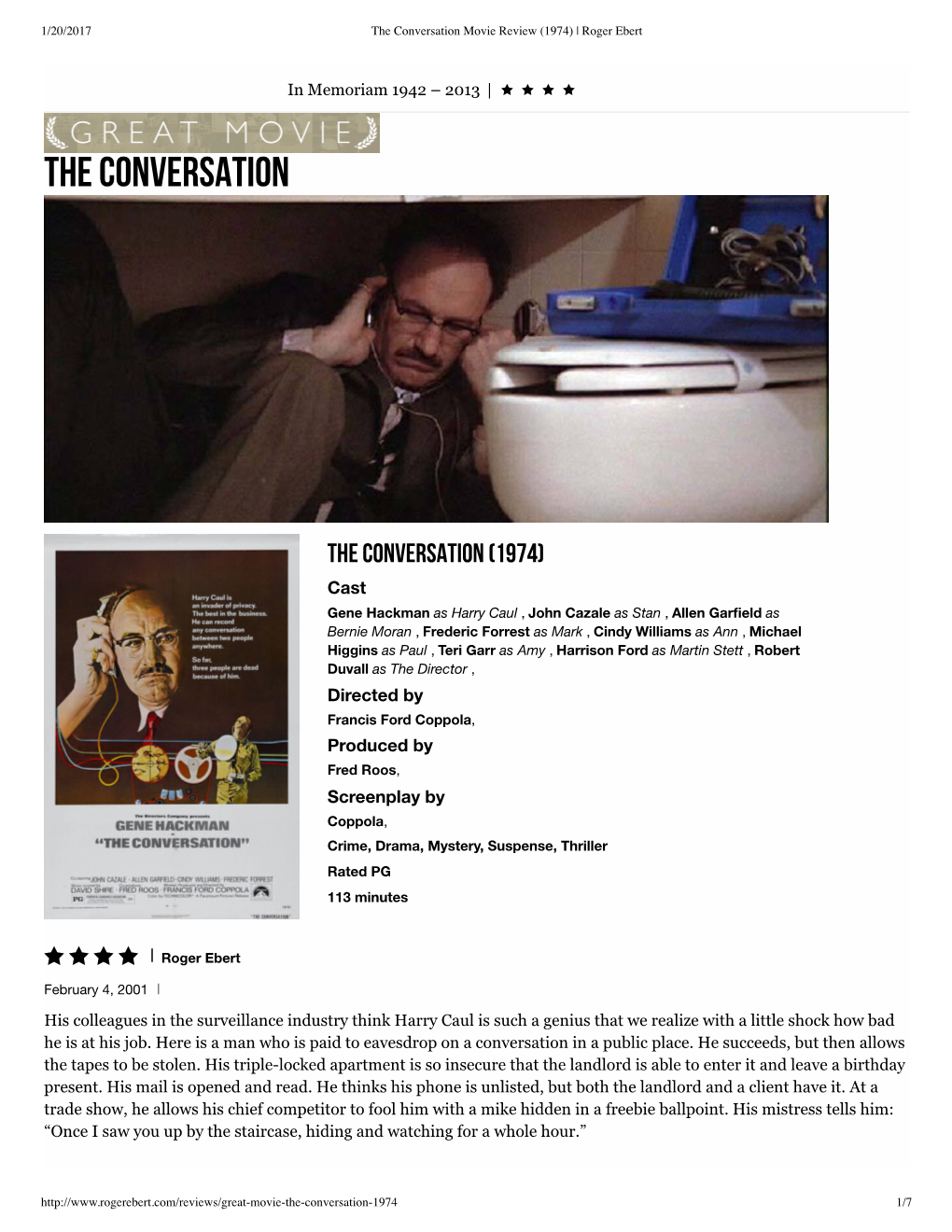 The Conversation Movie Review (1974) | Roger Ebert