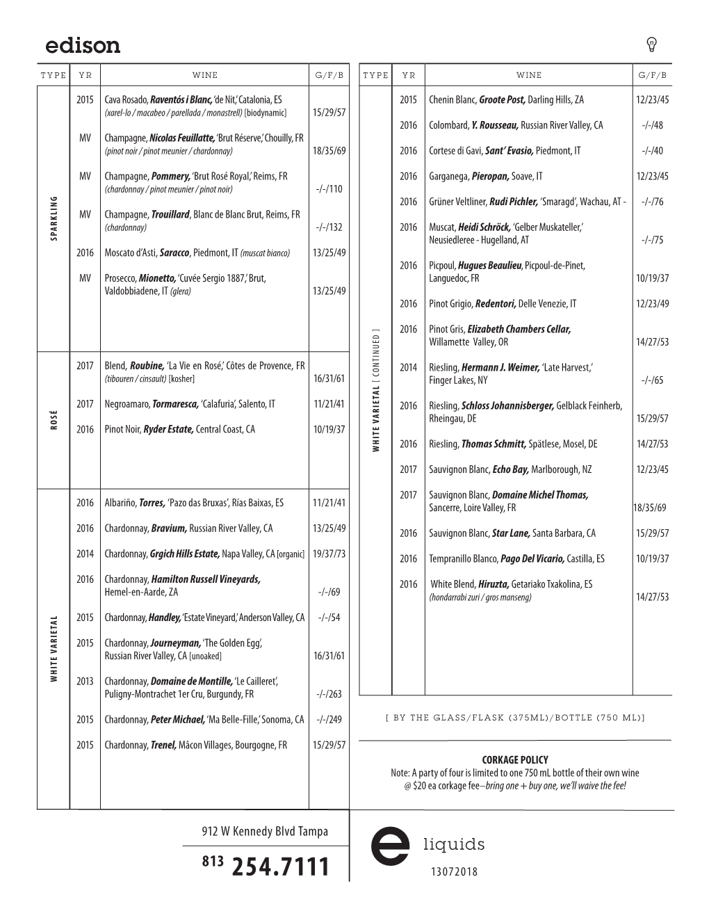 Liquids 13072018 TYPE YR WINE G/F/B YR WINE G/F/B