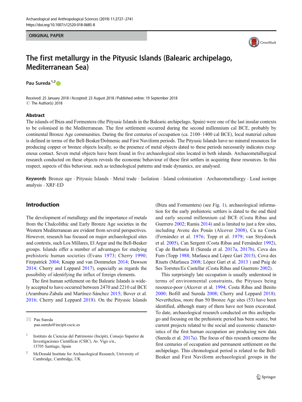 The First Metallurgy in the Pityusic Islands (Balearic Archipelago, Mediterranean Sea)