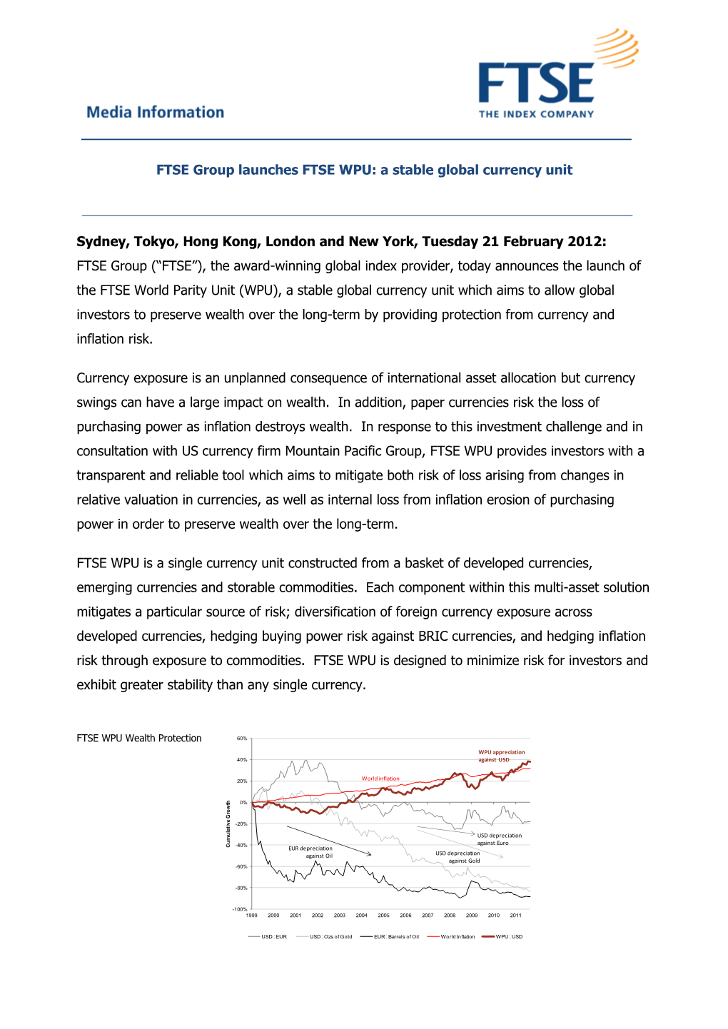 FTSE Group Launches FTSE WPU: a Stable Global Currency Unit Sydney