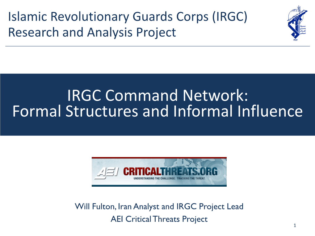 IRGC) Research and Analysis Project