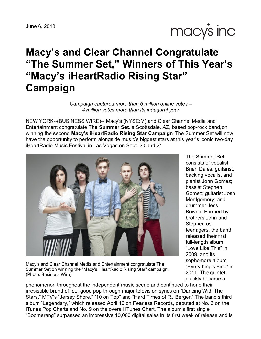 Macy's and Clear Channel Congratulate “The