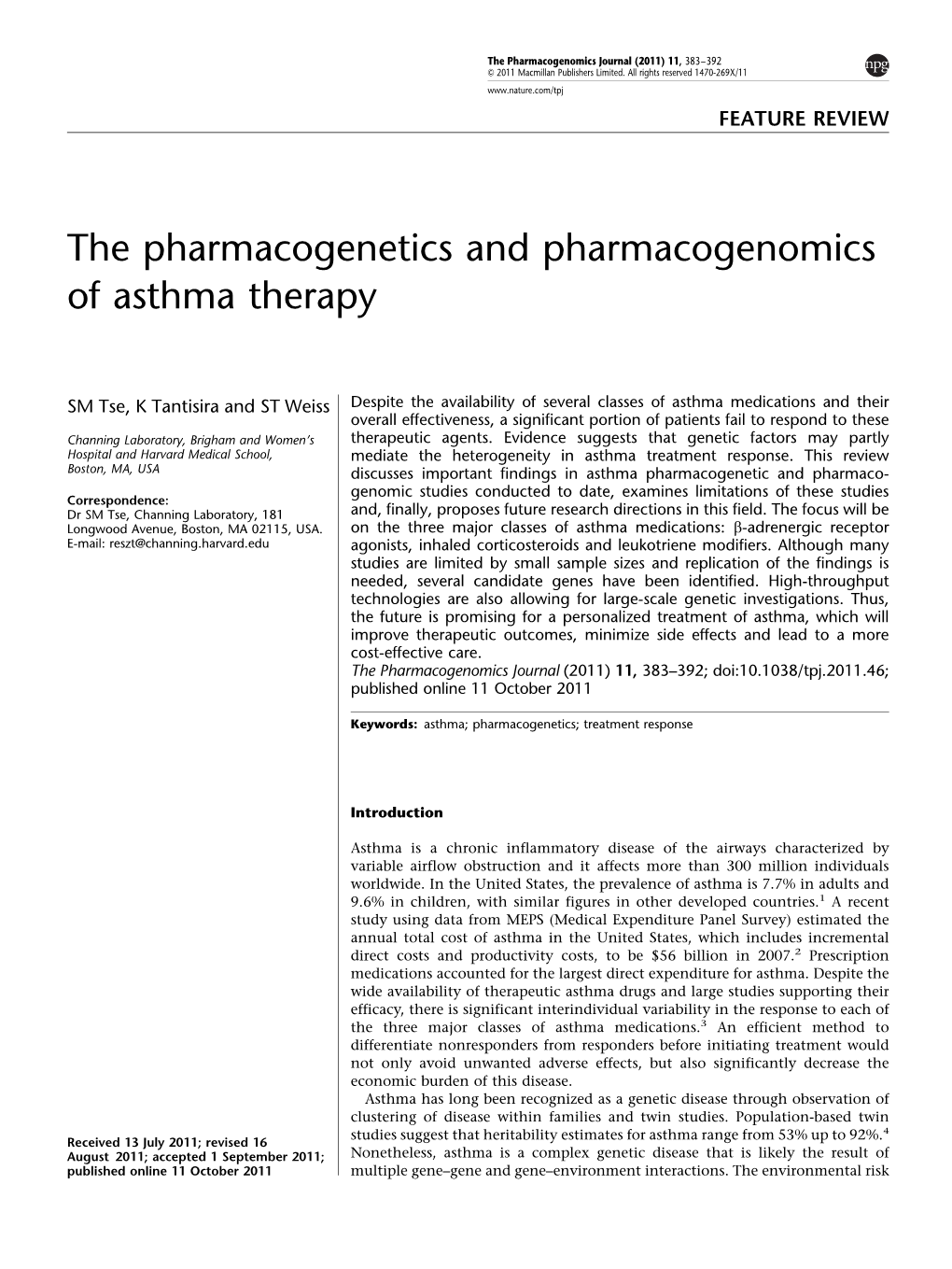 The Pharmacogenetics and Pharmacogenomics of Asthma Therapy