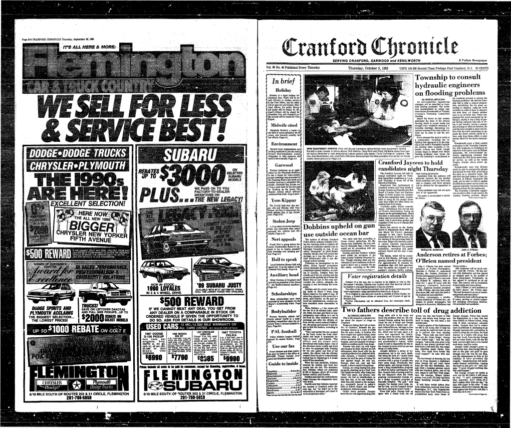 CRANFORD CHRONICLE Thursday, September 28,1989