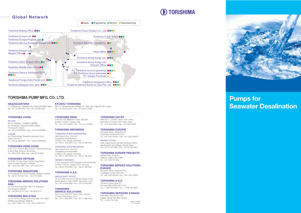 Pumps for Seawater Desalination