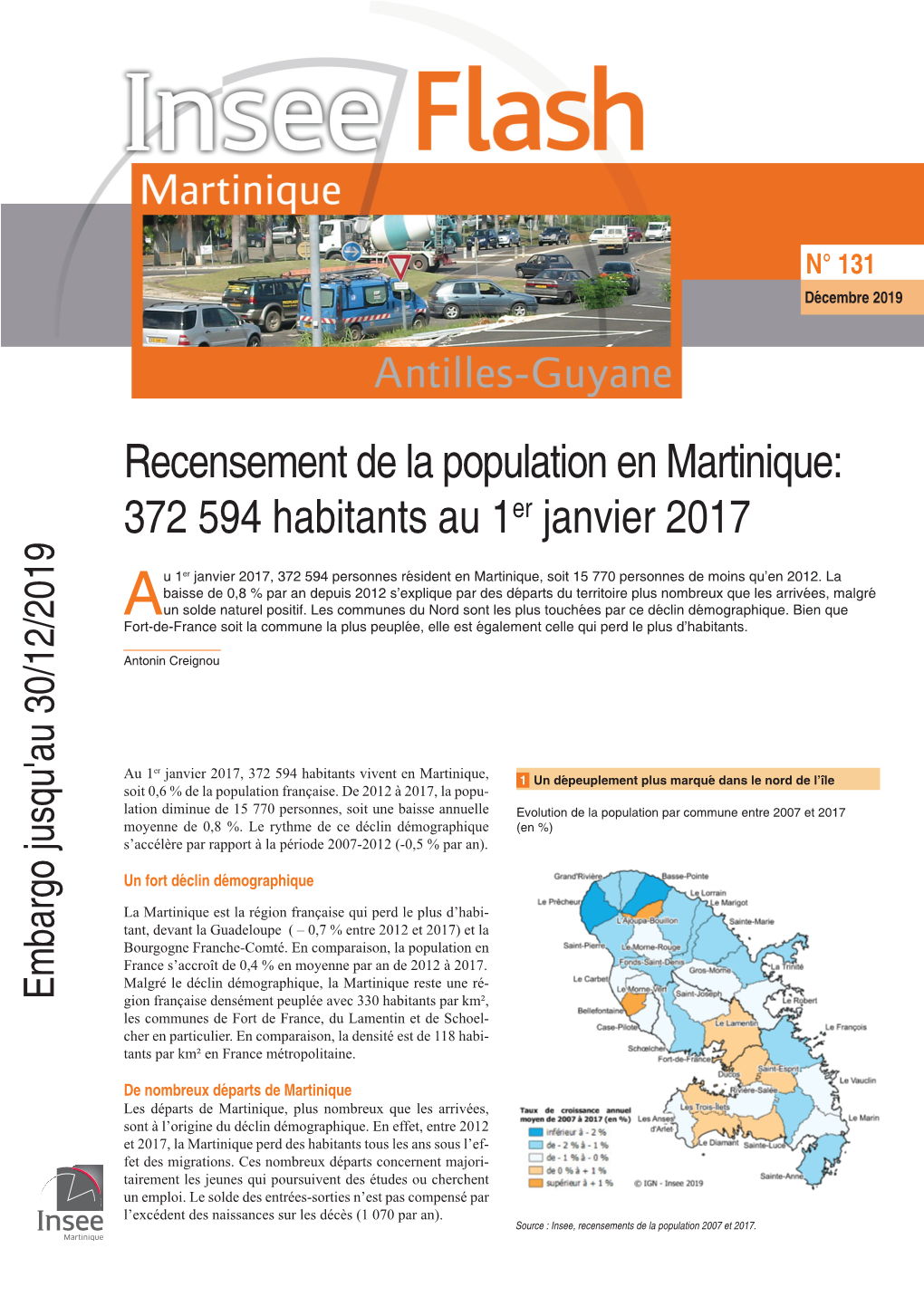 Recensement De La Population En Martinique: 372 594 Habitants Au 1Er Janvier 2017