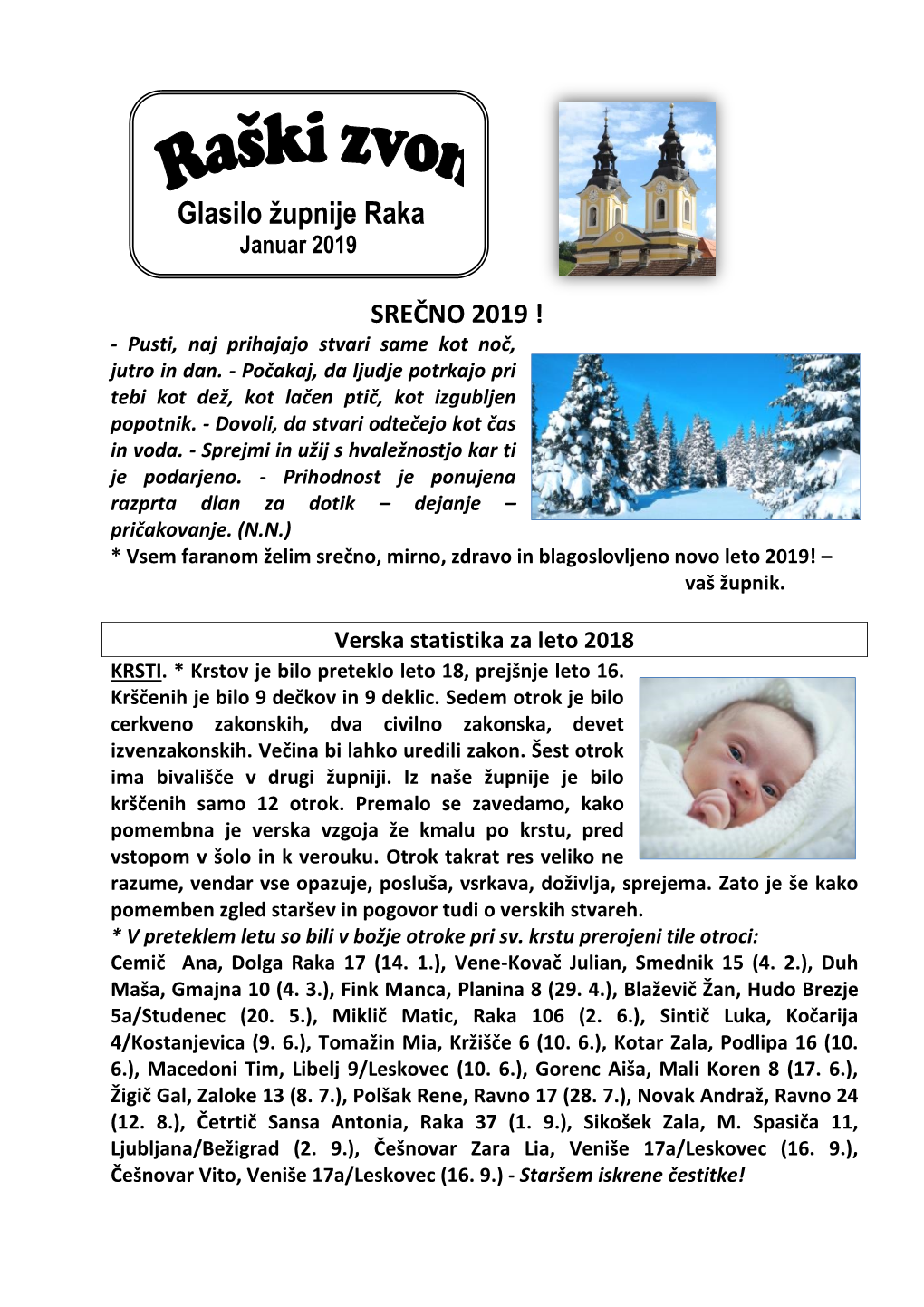 Glasilo Župnije Raka Januar 2019