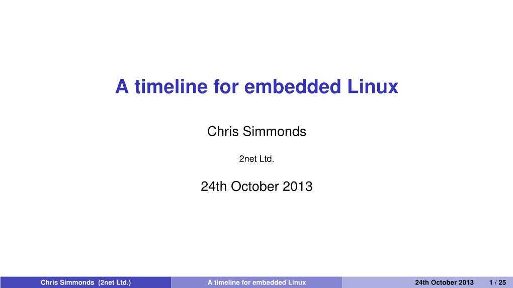 A Timeline for Embedded Linux