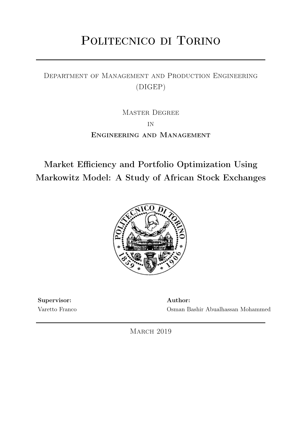 Market Efficiency and Portfolio Optimization Using Markowitz Model
