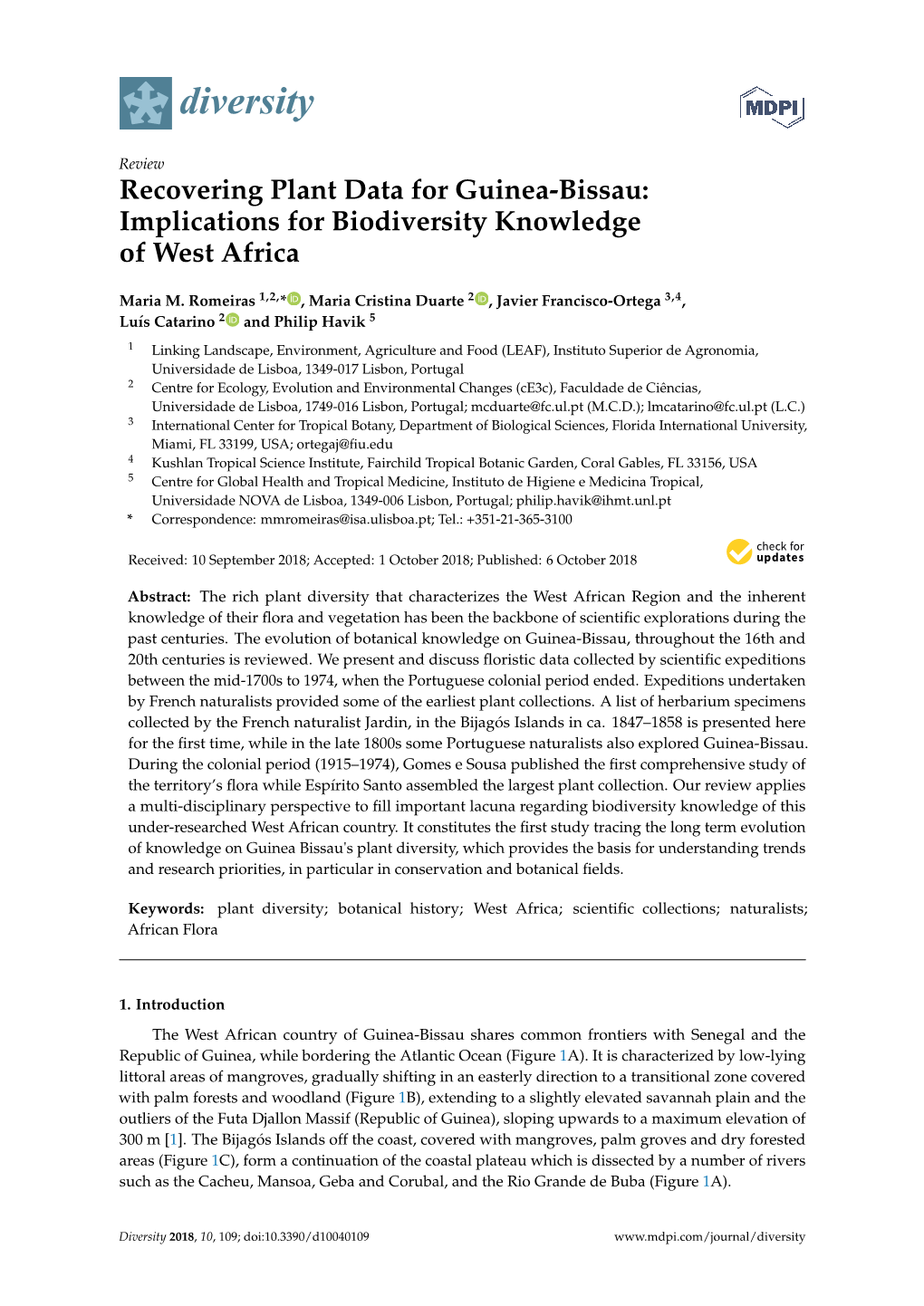 Recovering Plant Data for Guinea-Bissau: Implications for Biodiversity Knowledge of West Africa