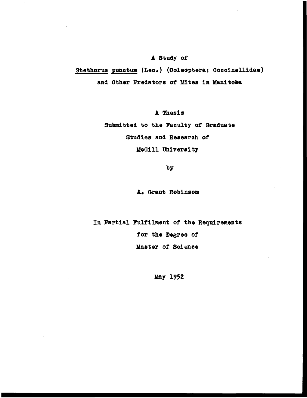 J. Study of Stethorus Punctum (Lee.) (Cole~Ptera: Ooocinellidae