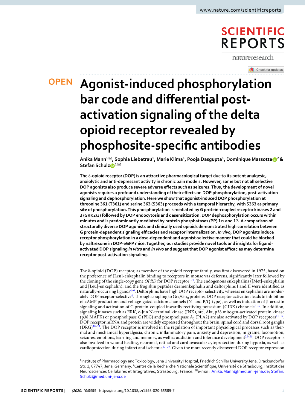 Agonist-Induced Phosphorylation Bar Code and Differential