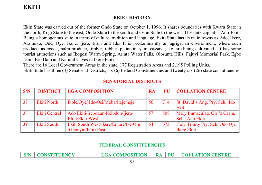 18 Uhunmwode 68Km 1Hr BRIEF HISTORY Ekiti State Was Carved Out