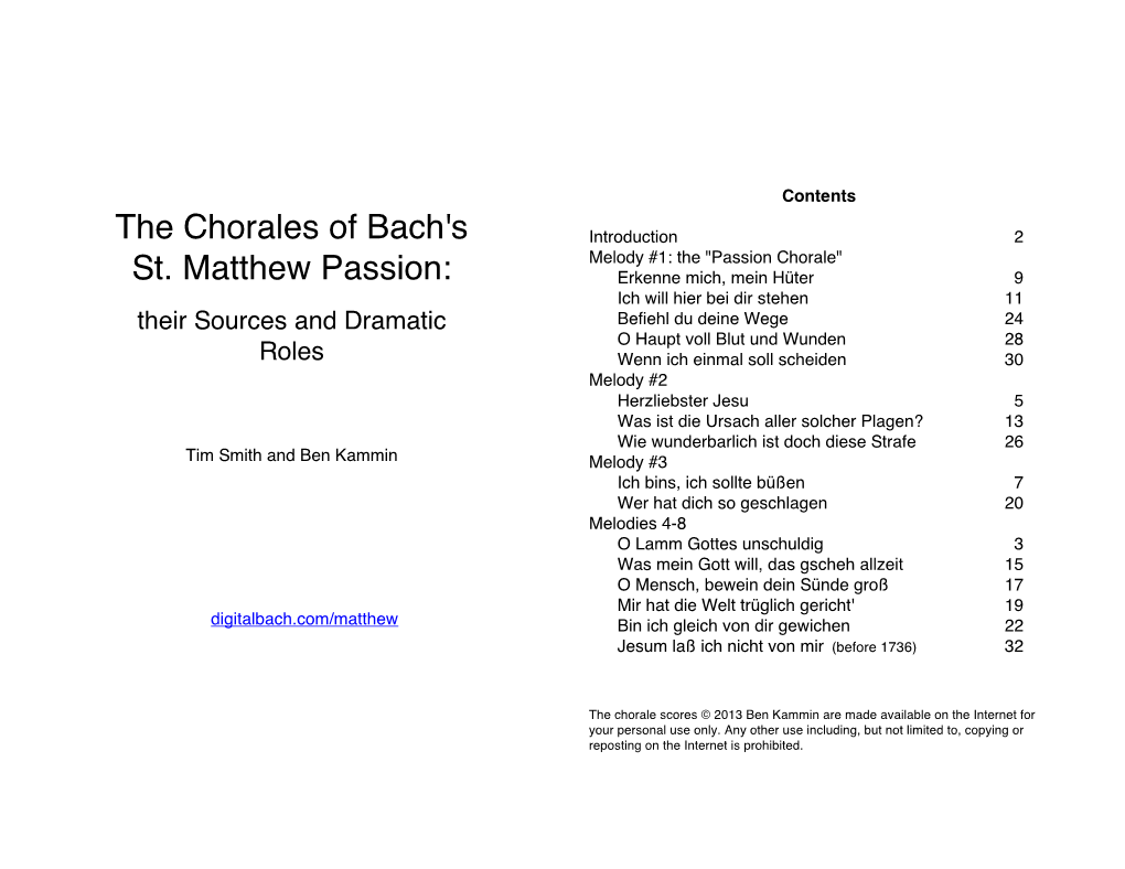 The Chorales of Bach's St. Matthew Passion