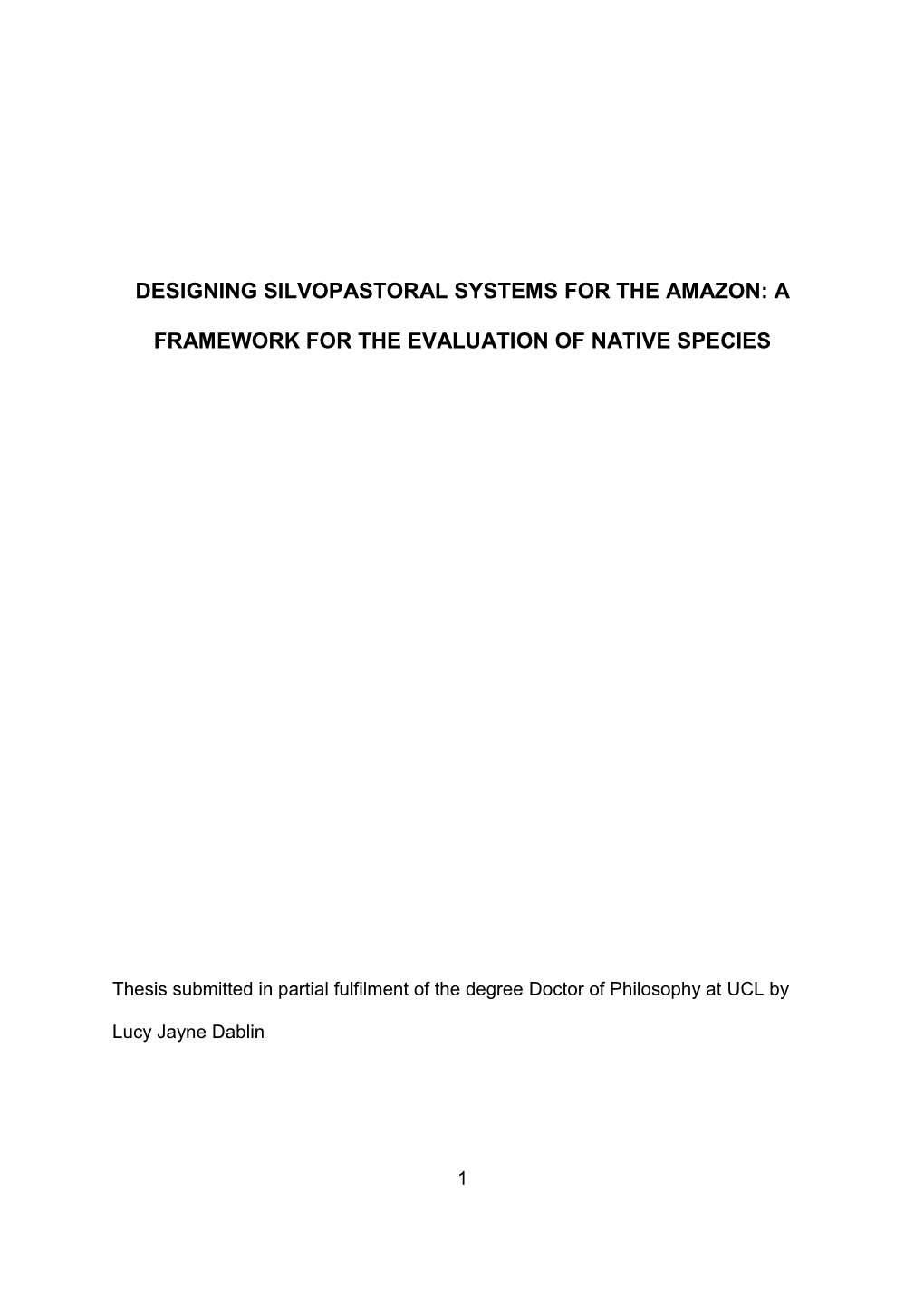 Designing Silvopastoral Systems for the Amazon: A
