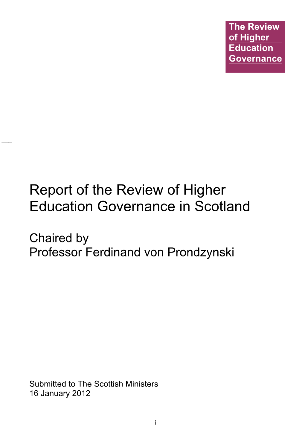 Report of the Review of Higher Education Governance in Scotland