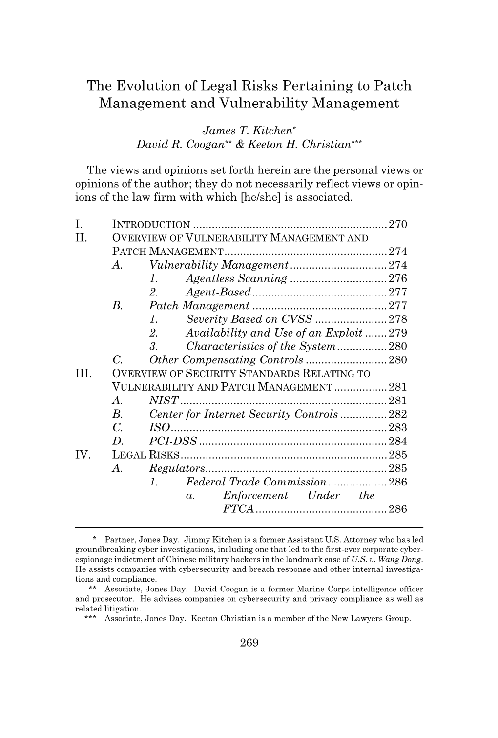 The Evolution of Legal Risks Pertaining to Patch Management and Vulnerability Management