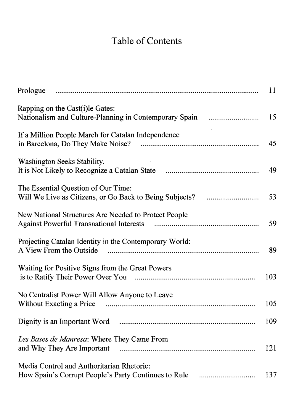 Table of Contents