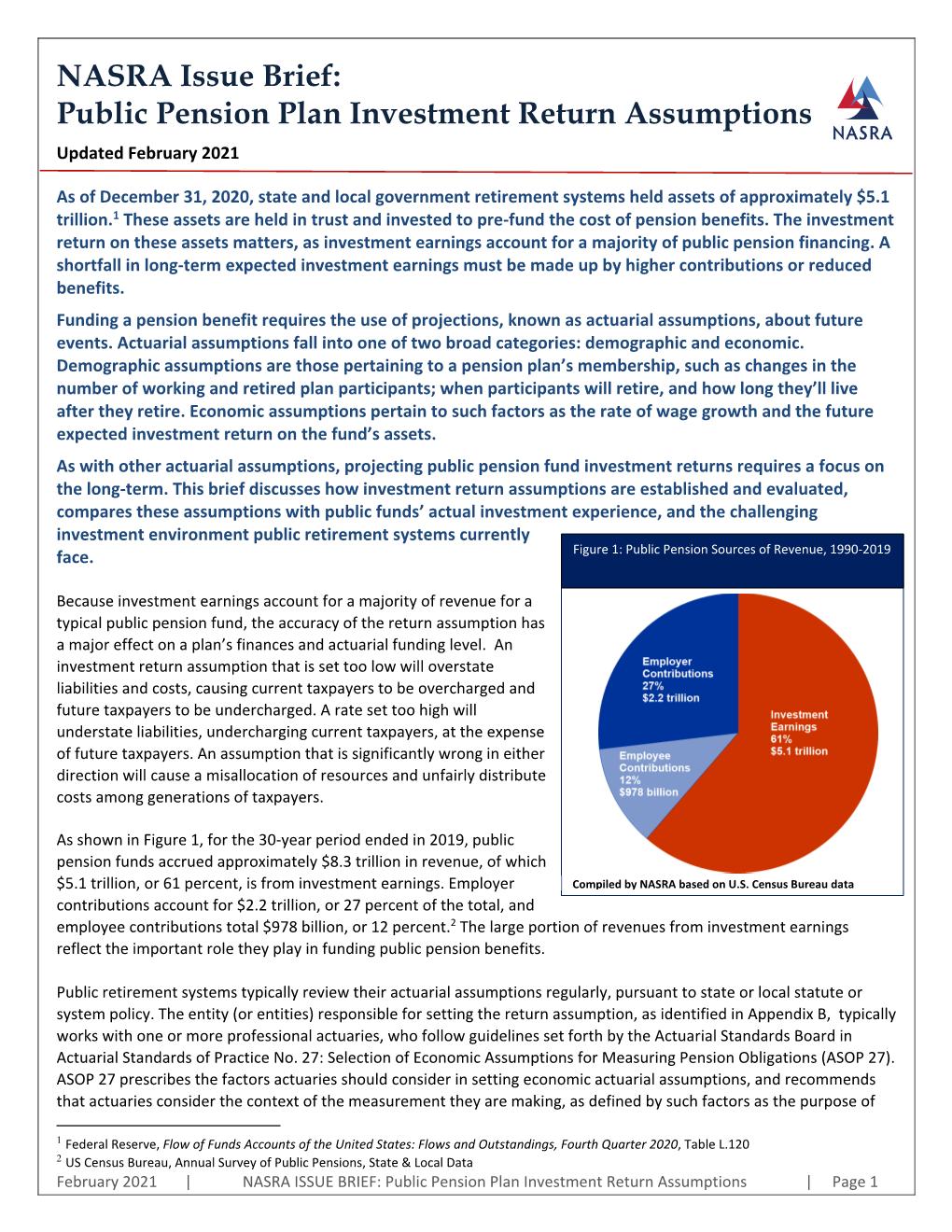 NASRA Issue Brief: Public Pension Plan Investment Return Assumptions