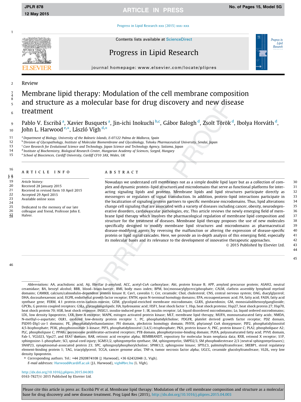 Membrane Lipid Therapy: Modulation of the Cell Membrane Composition 8 5 and Structure As a Molecular Base for Drug Discovery and New Disease