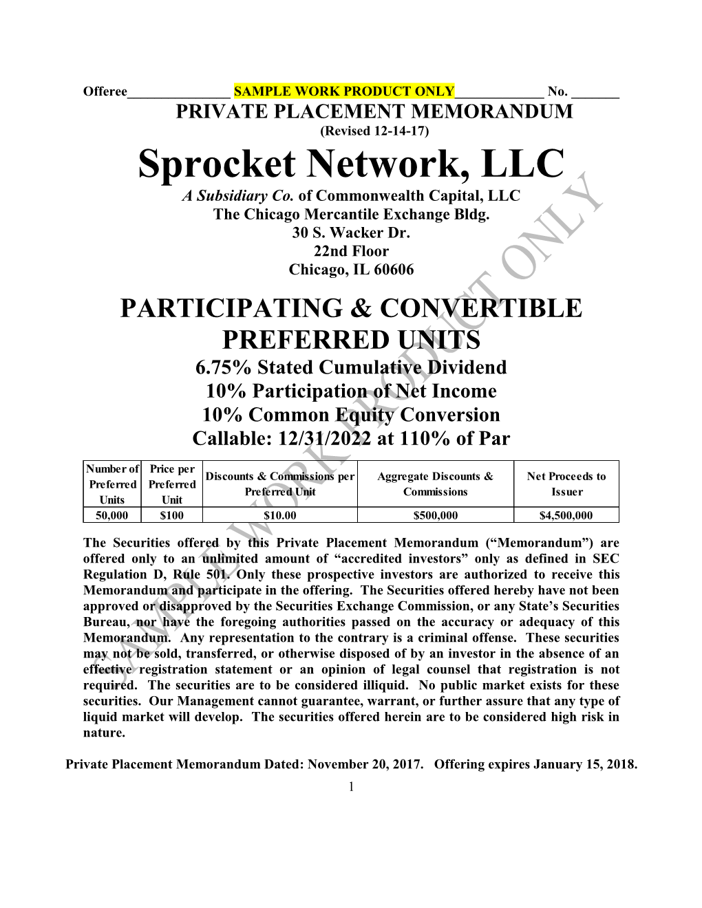 Sprocket Network, LLC a Subsidiary Co