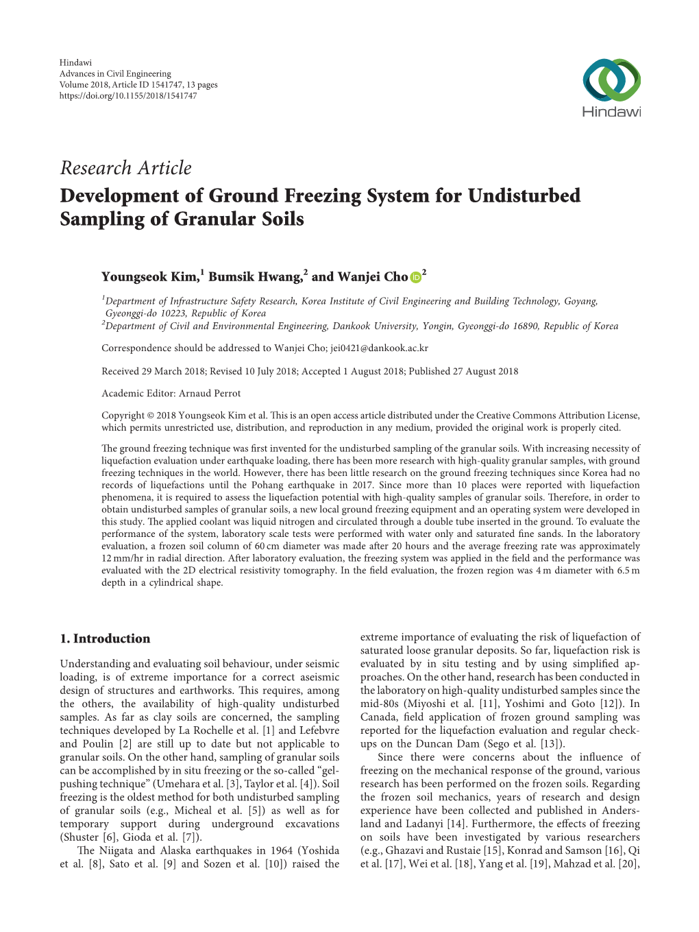 Development of Ground Freezing System for Undisturbed Sampling of Granular Soils