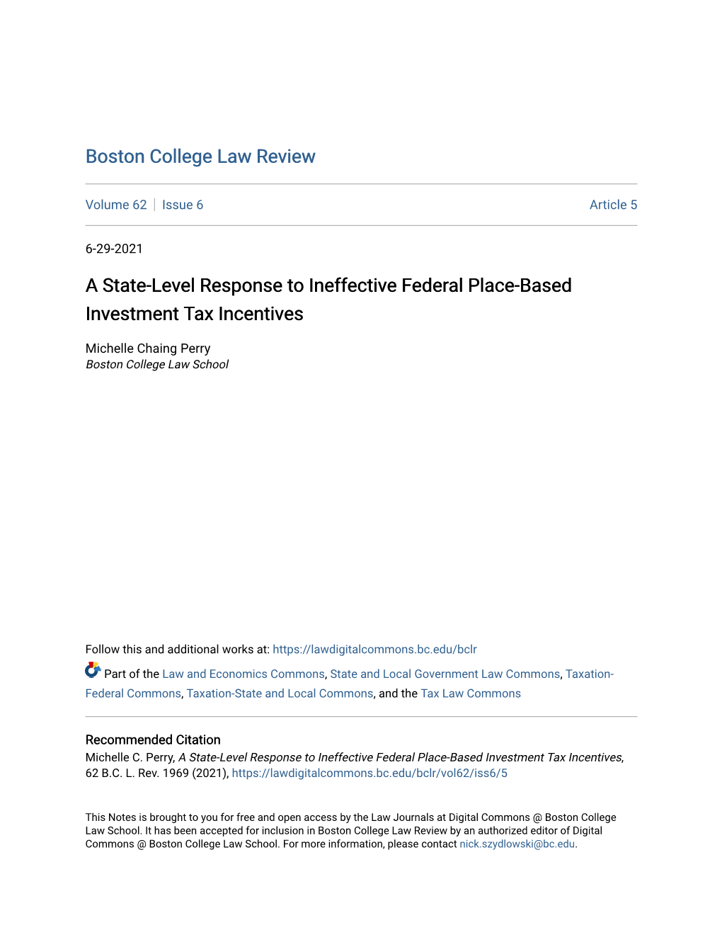 A State-Level Response to Ineffective Federal Place-Based Investment Tax Incentives