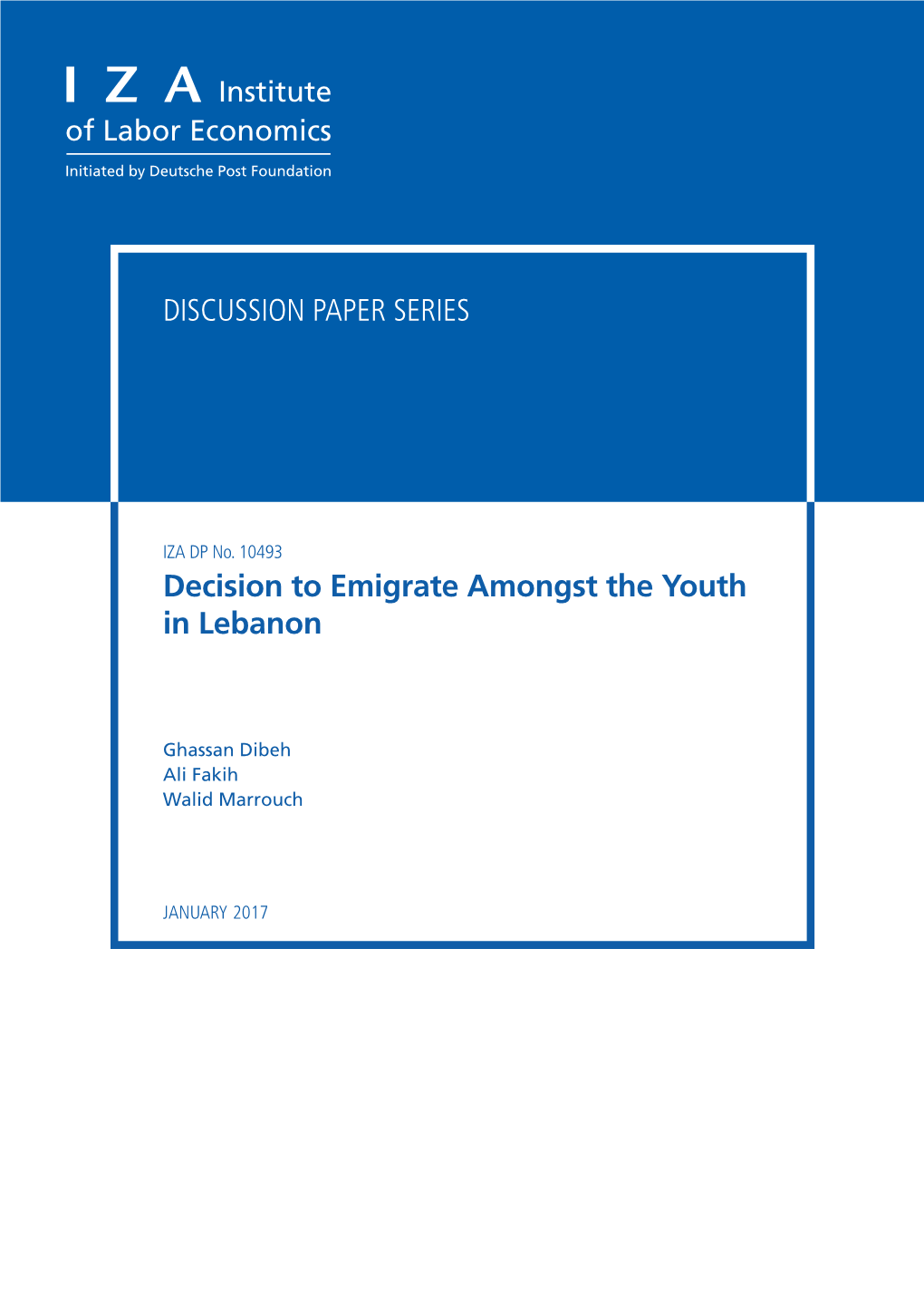 Decision to Emigrate Amongst the Youth in Lebanon