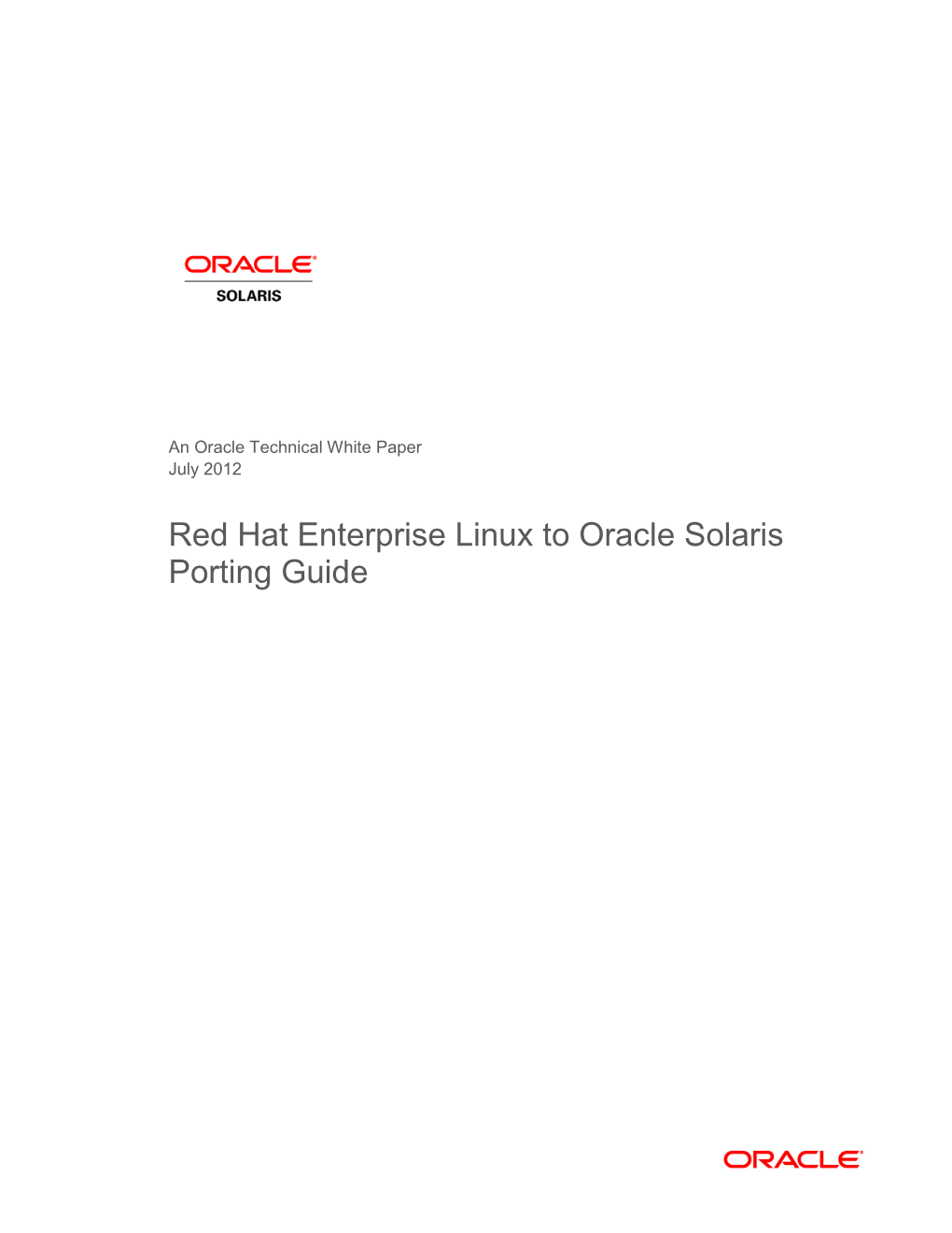 Red Hat Enterprise Linux to Oracle Solaris Porting Guide