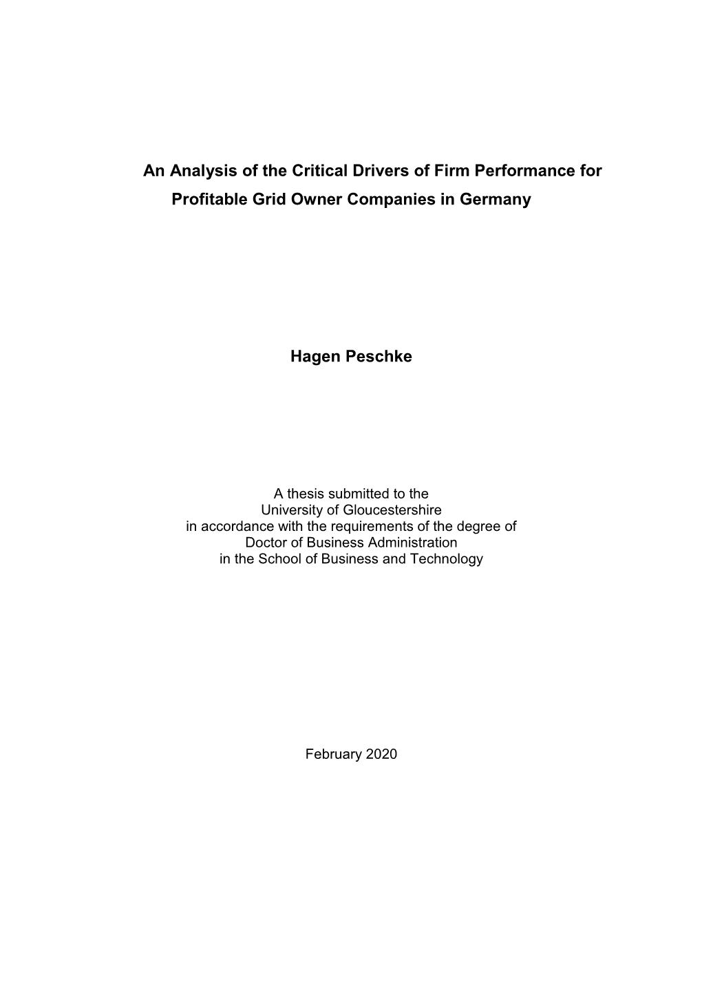 An Analysis of the Critical Drivers of Firm Performance for Profitable Grid Owner Companies in Germany