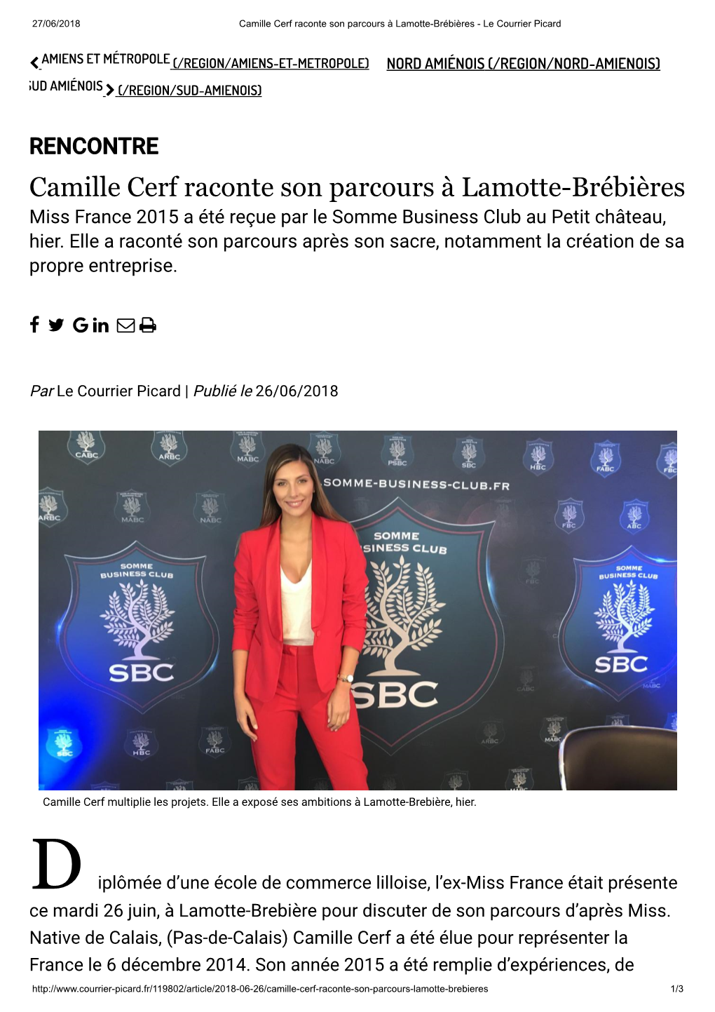 Camille Cerf Raconte Son Parcours À Lamotte-Brébières - Le Courrier Picard