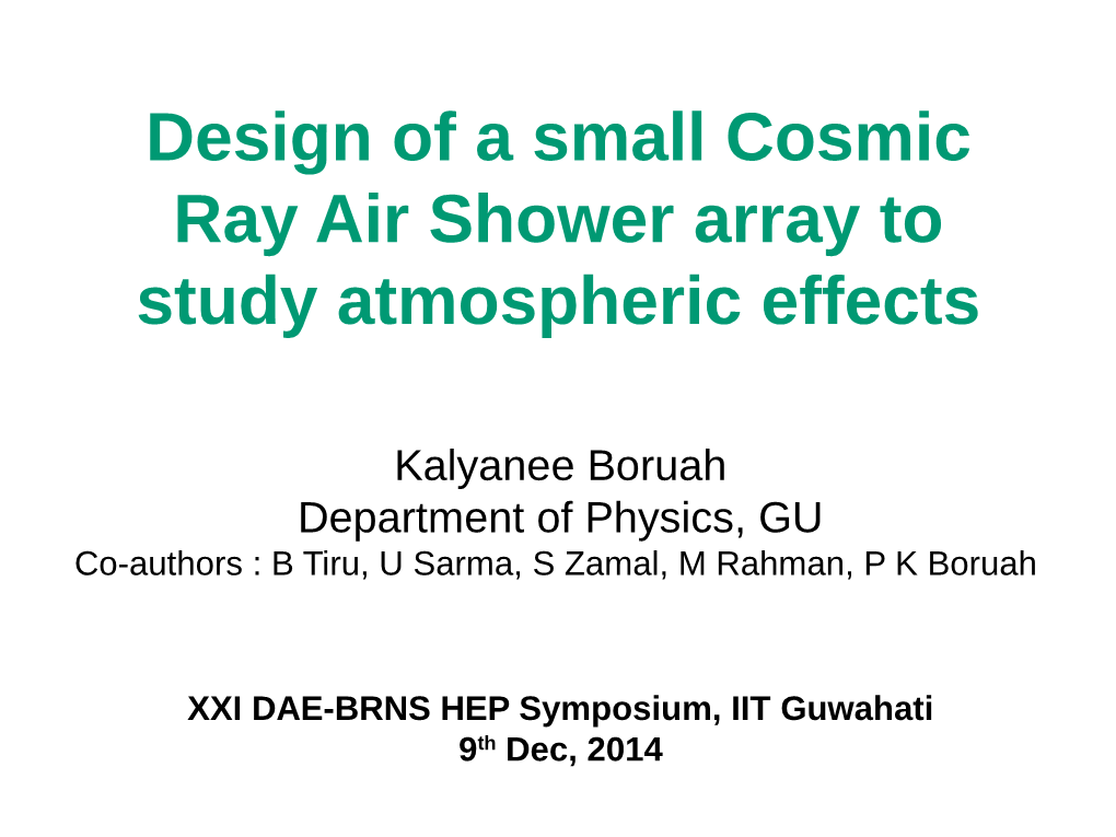 Design of a Small Cosmic Ray Air Shower Array to Study Atmospheric Effects