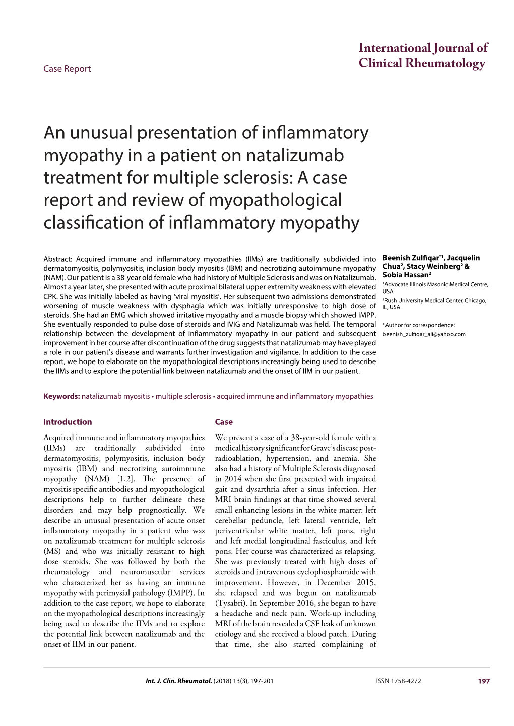 An Unusual Presentation of Inflammatory Myopathy in a Patient